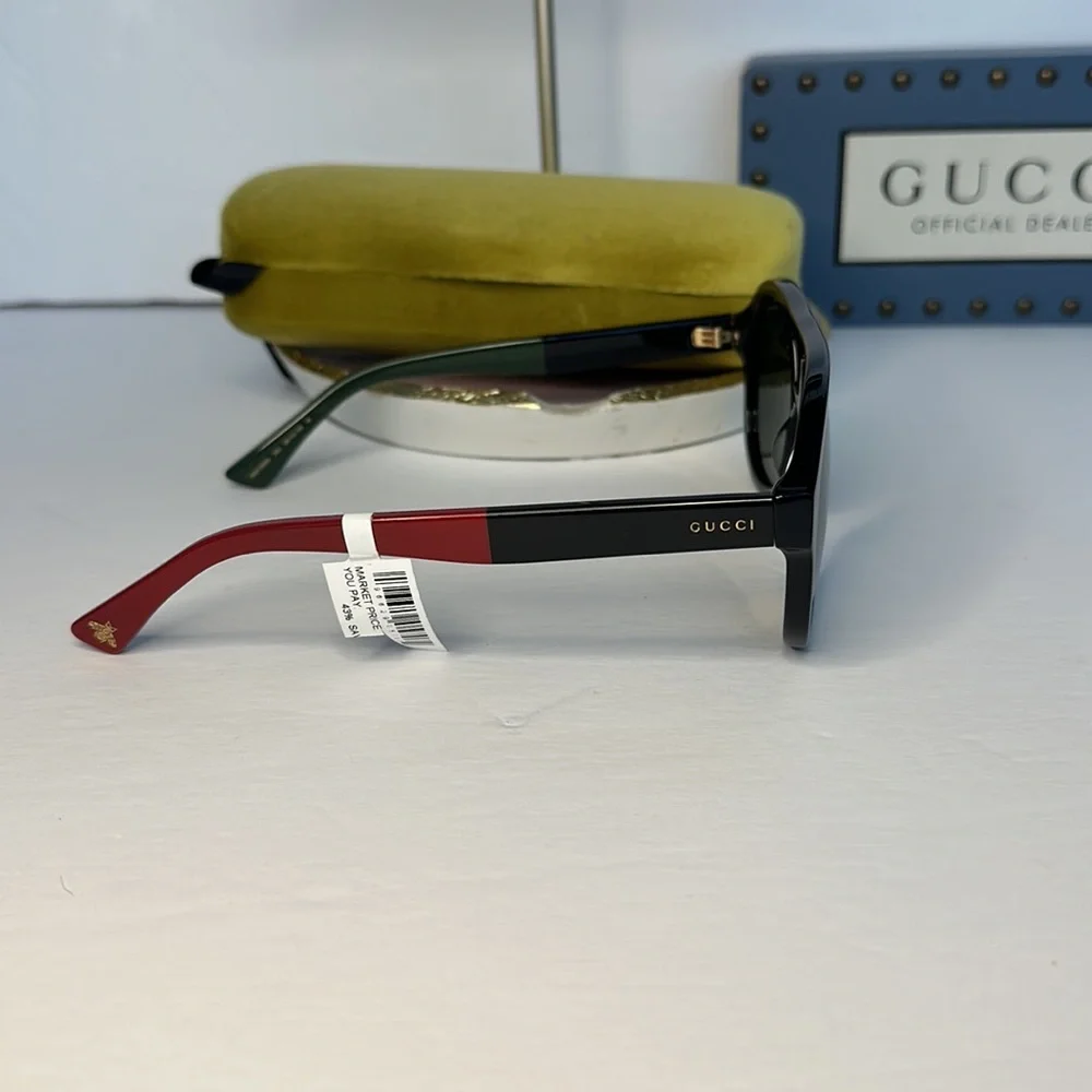 Auth - New - Gucci New GG0159SN 003 Black & Multi Color Aviator Sunglasses